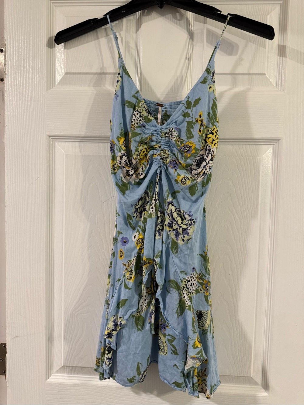 Free People Blue Floral Ruched Sundress